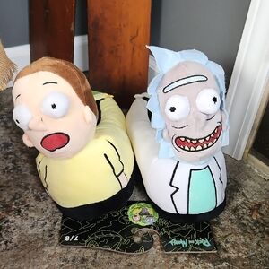 Rick And Morty Adult Swim Plush Character Slippers New 7/8